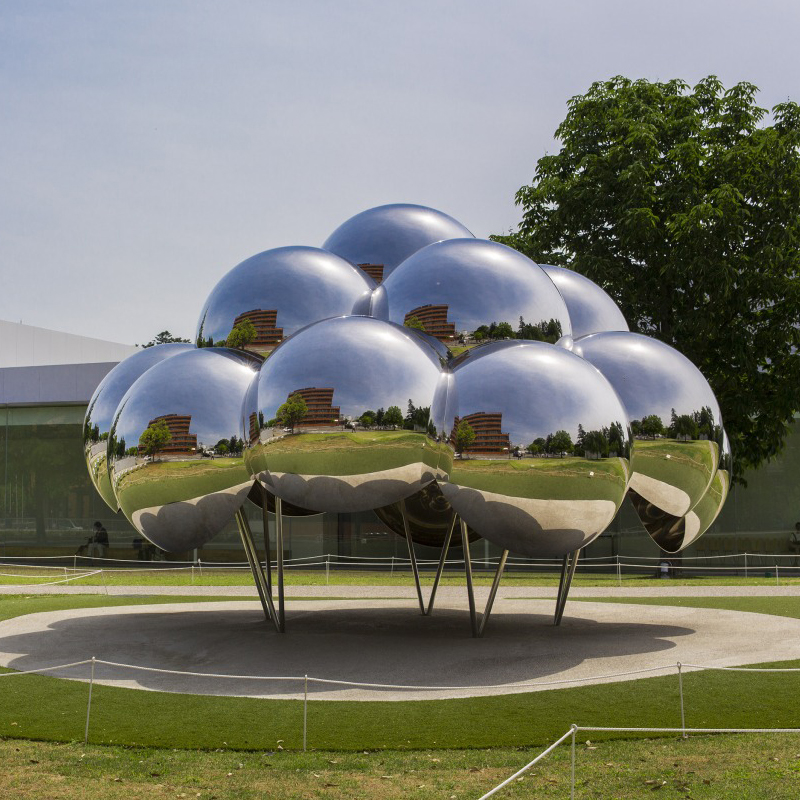 Multi-sphere stainless steel sculpture