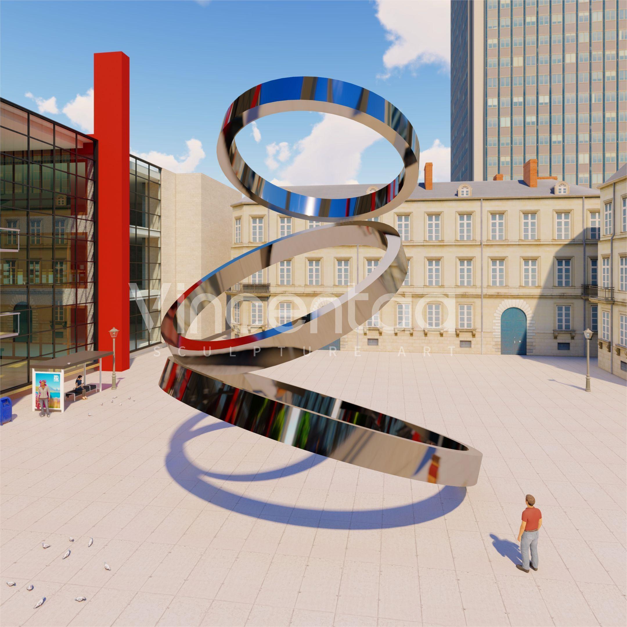 Three ring stainless steel sculpture