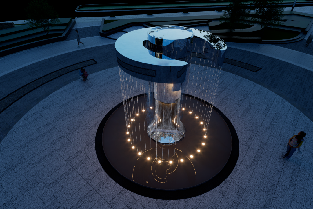 mirror stainless steel resort landmark sculpture with integrated lighting