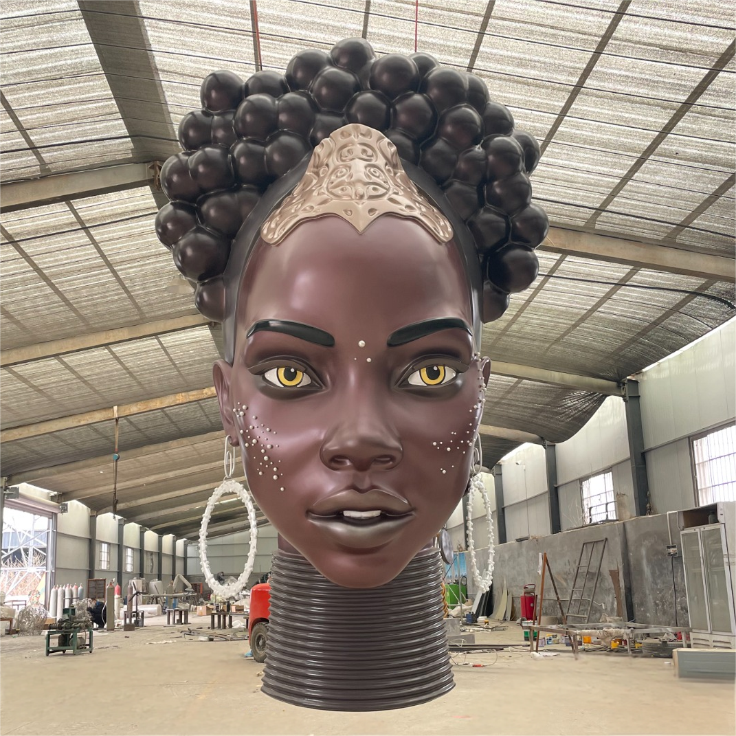 African Woman Head Sculpture