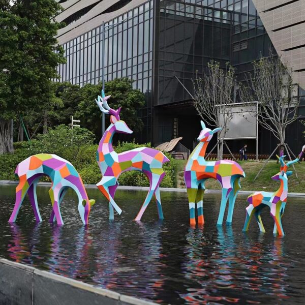 Residential Colourful Deer Sculpture