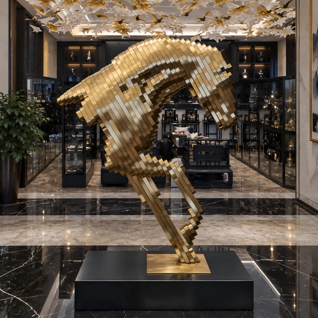 Hotel Entrance Stainless Steel horse Sculpture