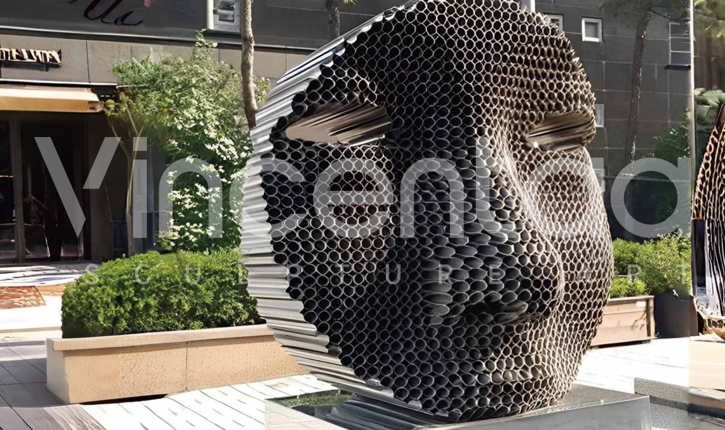 stainless steel face sculpture (2)