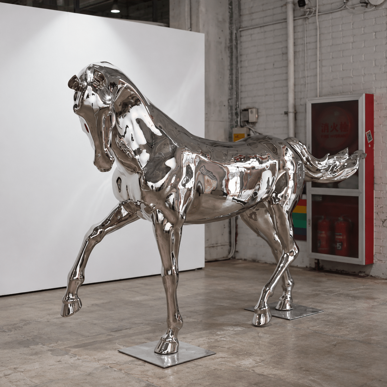 stainless steel horse sculpture