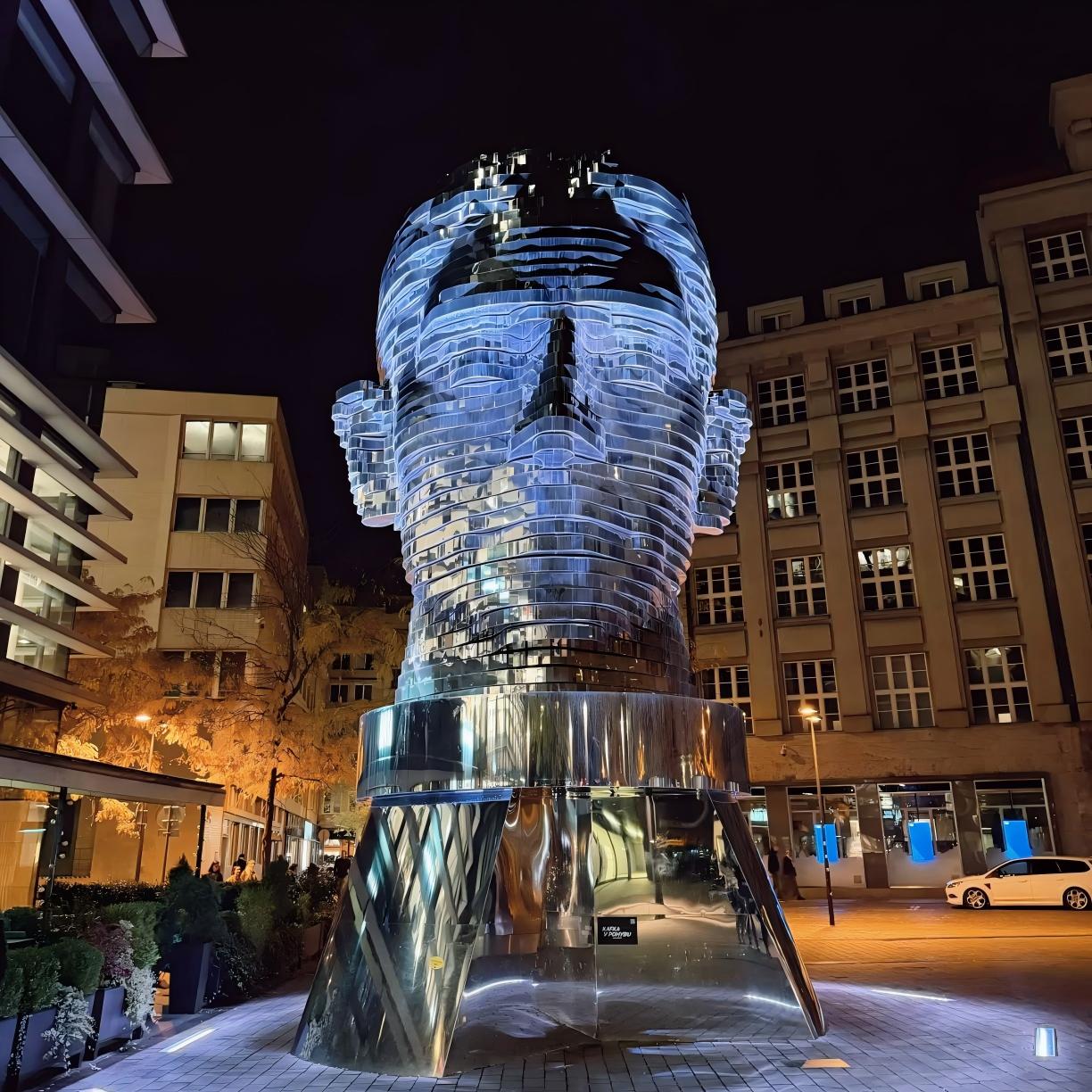 steel face sculpture