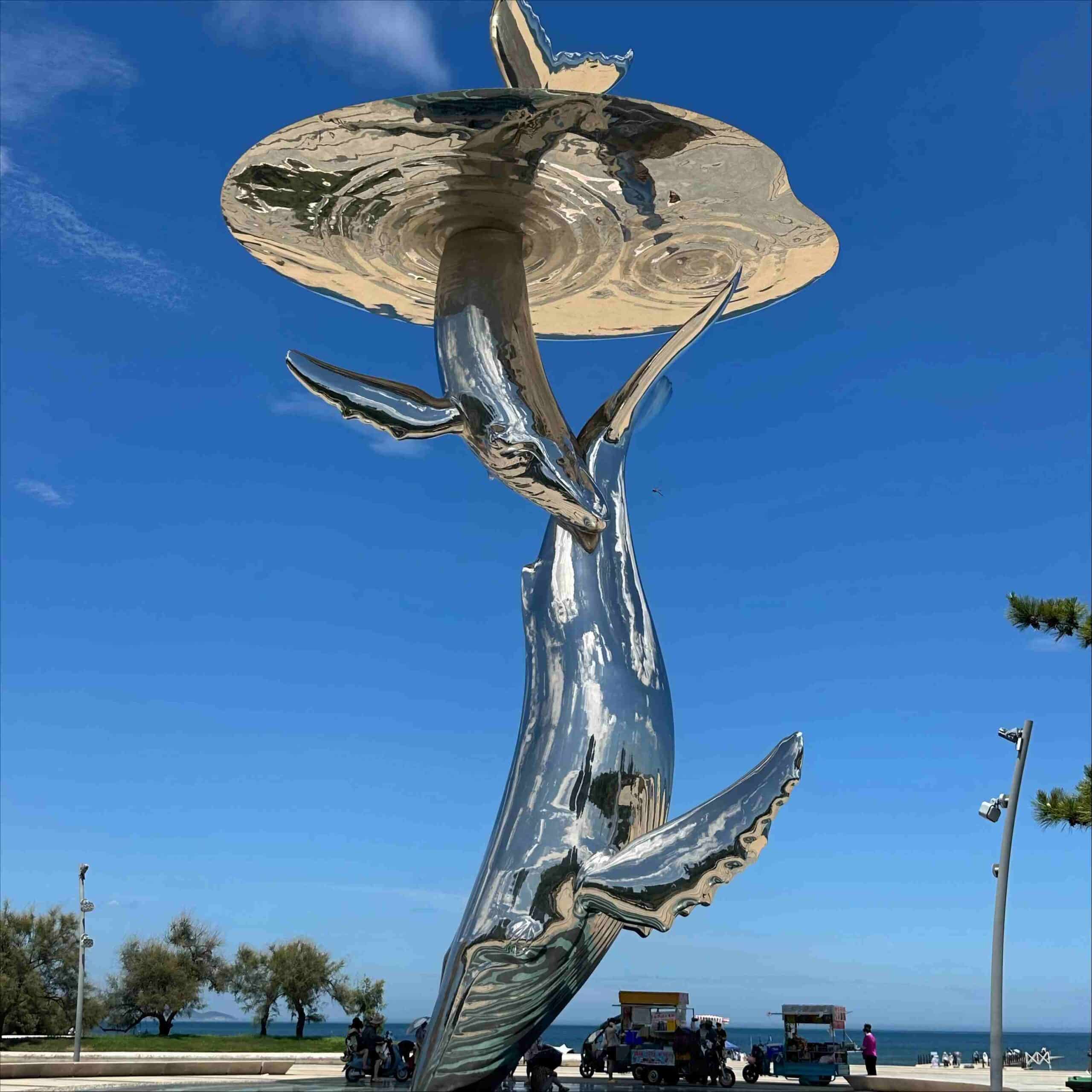 whales stainless steel sculpture